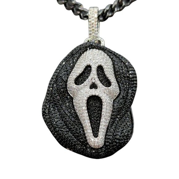 24" x 5mm Black Gun Finish Cuban Chain - Ghost Mask Pendant. - Picture 2 of 9